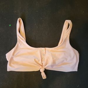 Pink tie front swim top